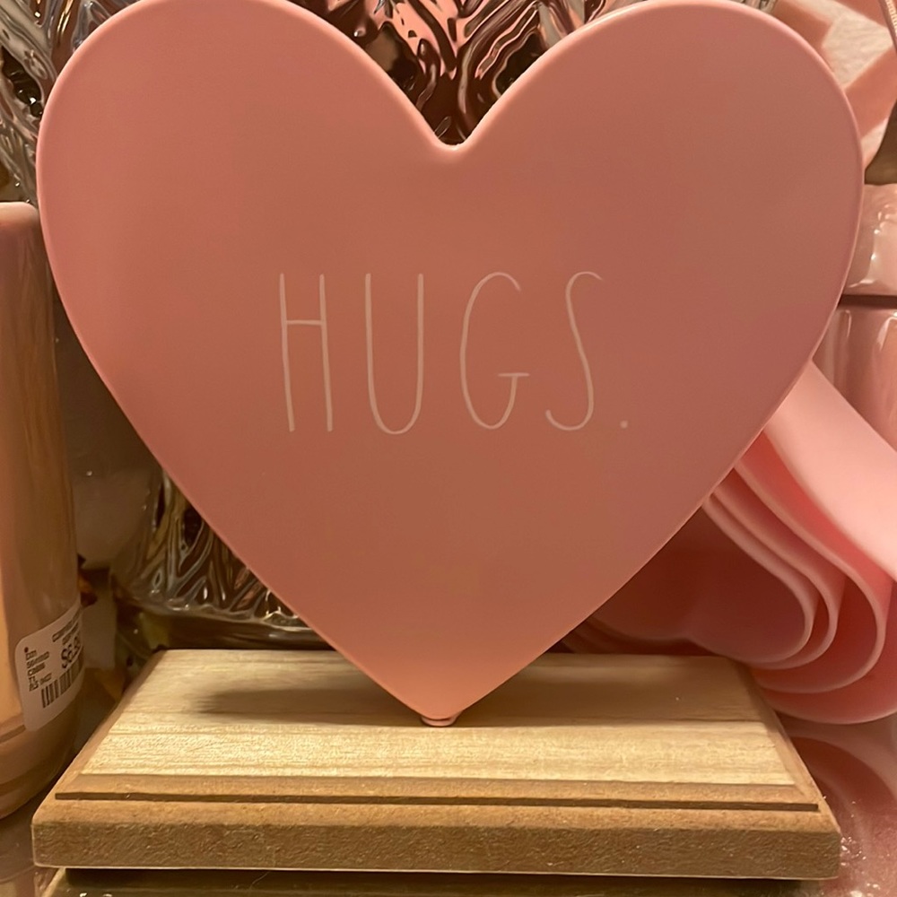 Pink heart with wooden stand